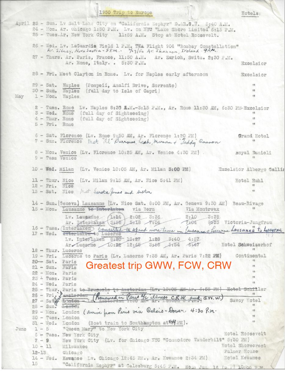 1950 Trip to Europe